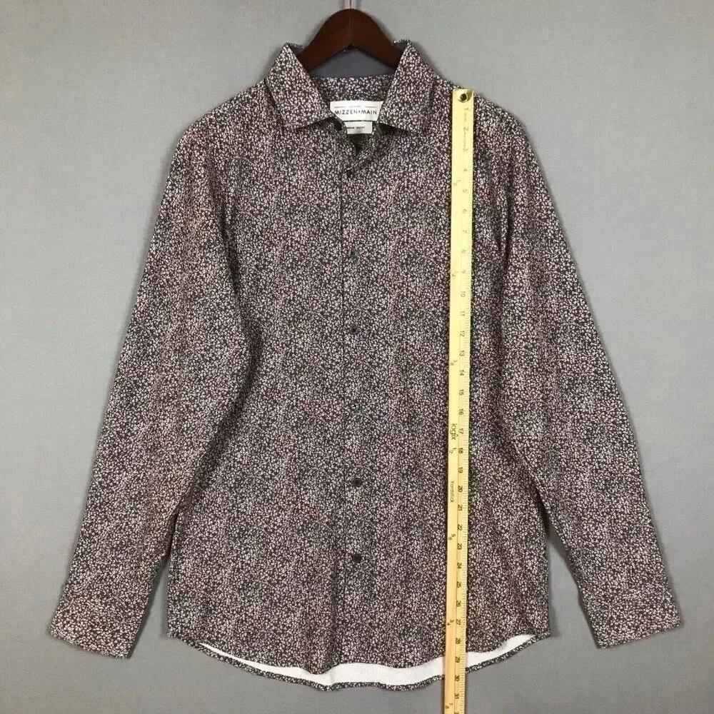 Mizzen + Main Leeward Trim Fit Long Sleeve Button Up Shirt Mens Size Medium M